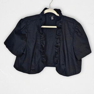 Courtenay Elegant Black Ruffle Jacket